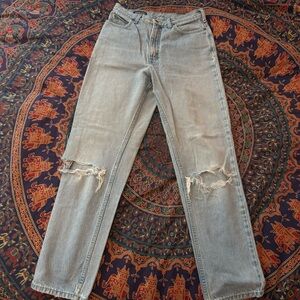 distressed lands end jeans